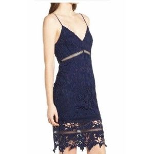 ASTR The Label Floral Lace Bodycon Dress Blue Wedding Strappy Slip Dress xs
